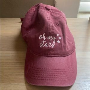 Distressed red ball cap hat